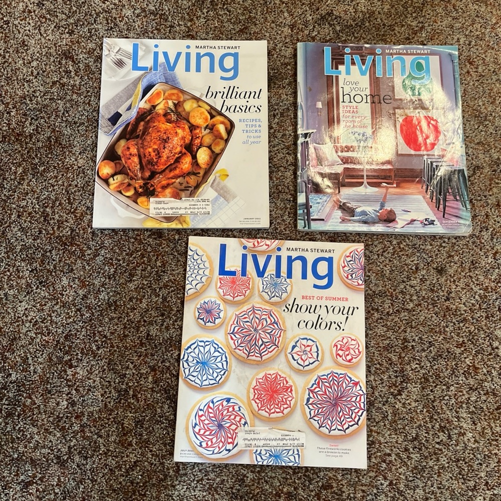 Martha Stewart LIVING Magazines - Year 2011 Lot of 3 Vintage